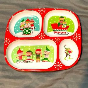 WINTER ELF TODDLER PLATE~DIVIDED INTO FOUR SECTIONS~9.5 INCHES